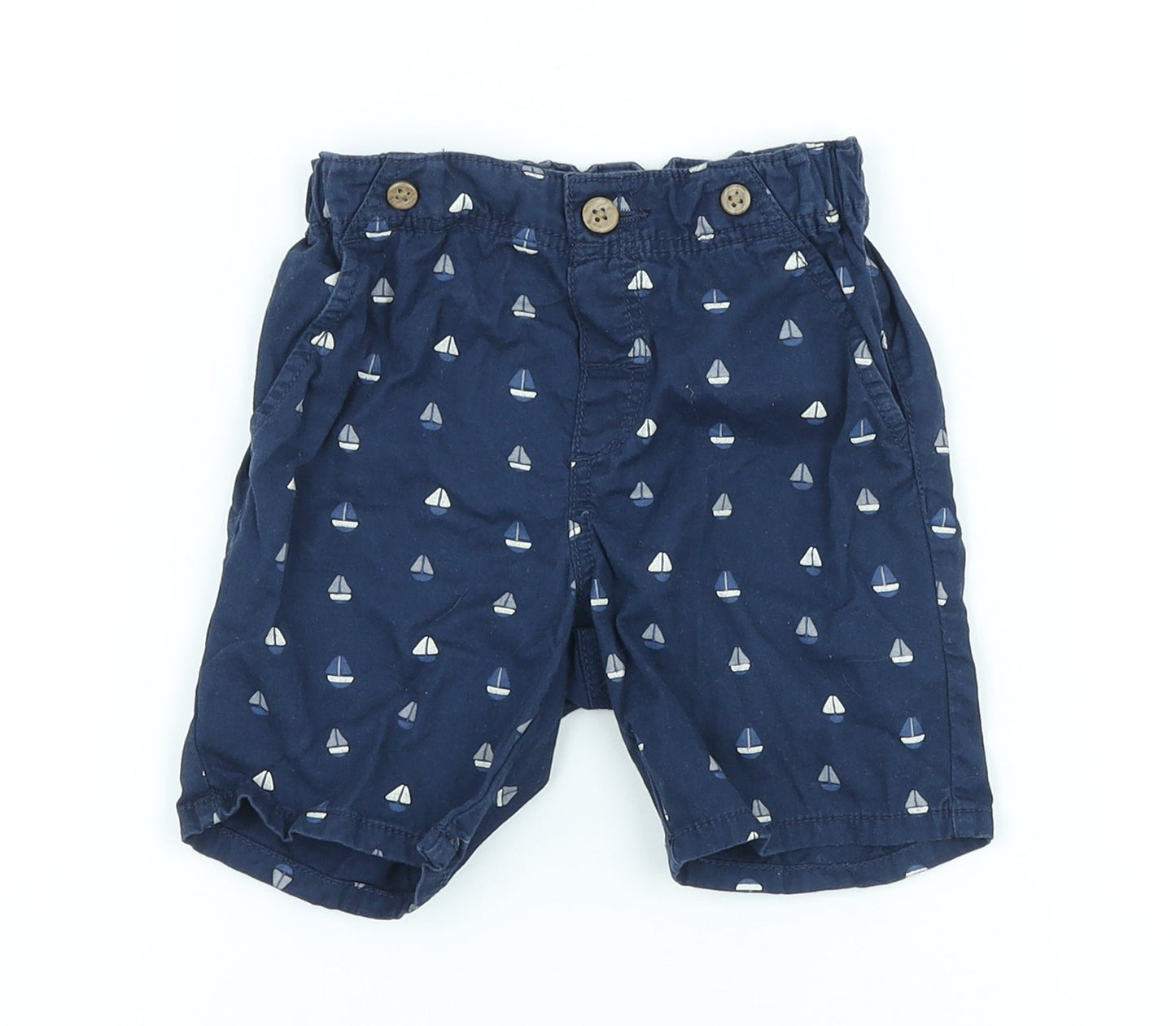 H&M Boys Blue 100% Cotton Cropped Trousers Size 12-18 Months