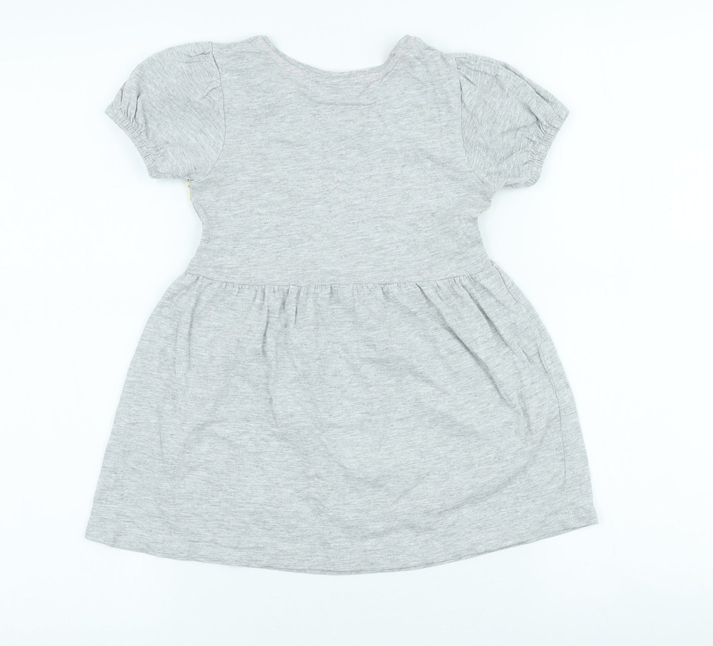 I love Girlswear Girls Grey Cotton Skater Dress Size 4 Years Crew Neck