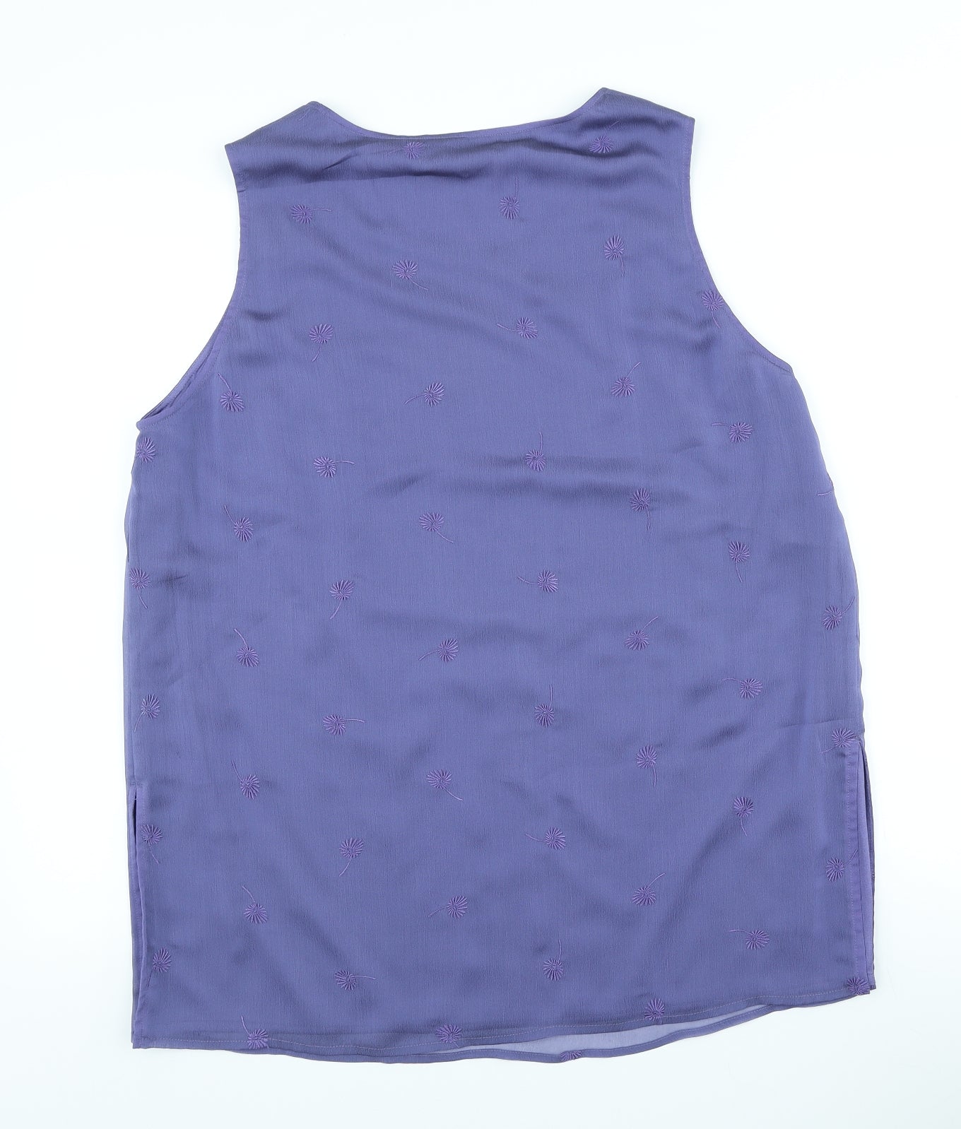 ELVI Womens Purple Floral Polyester Basic Blouse Size 16 Scoop Neck