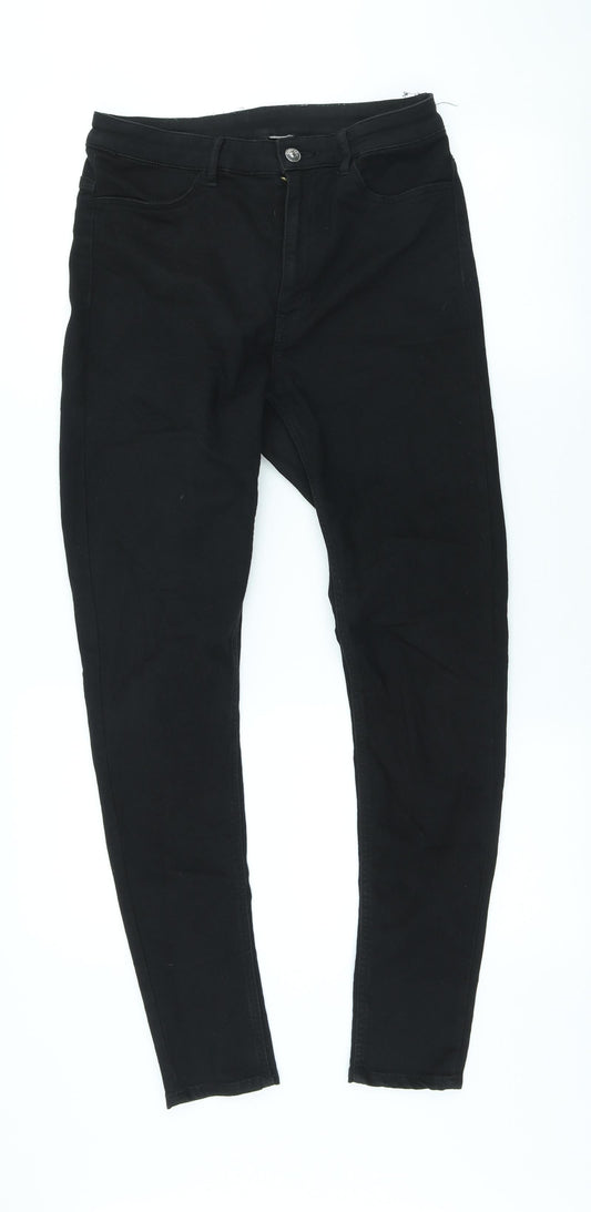 Divided by H&M Womens Black Cotton Skinny Jeans Size 12 L27 in Slim Zip