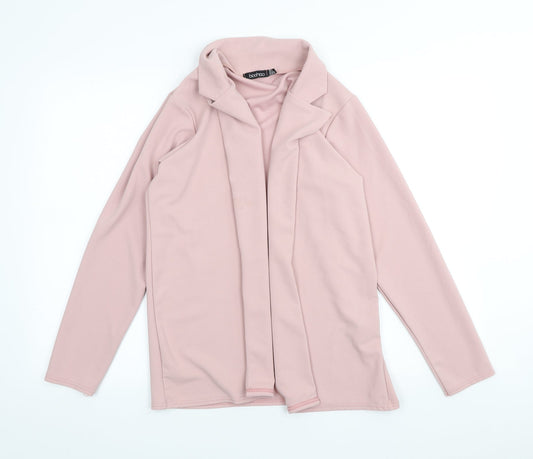 Boohoo Womens Pink Collared Polyester Cardigan Jumper Size 14