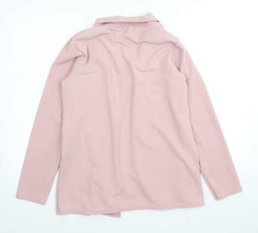 Boohoo Womens Pink Collared Polyester Cardigan Jumper Size 14