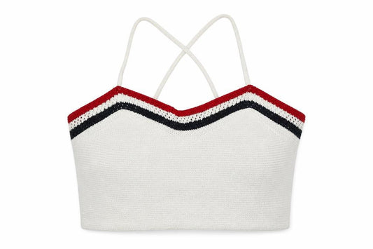 Zara Knit Womens Ivory Acrylic Cropped Tank Size 12 V-Neck