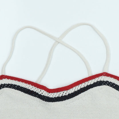 Zara Knit Womens Ivory Acrylic Cropped Tank Size 12 V-Neck