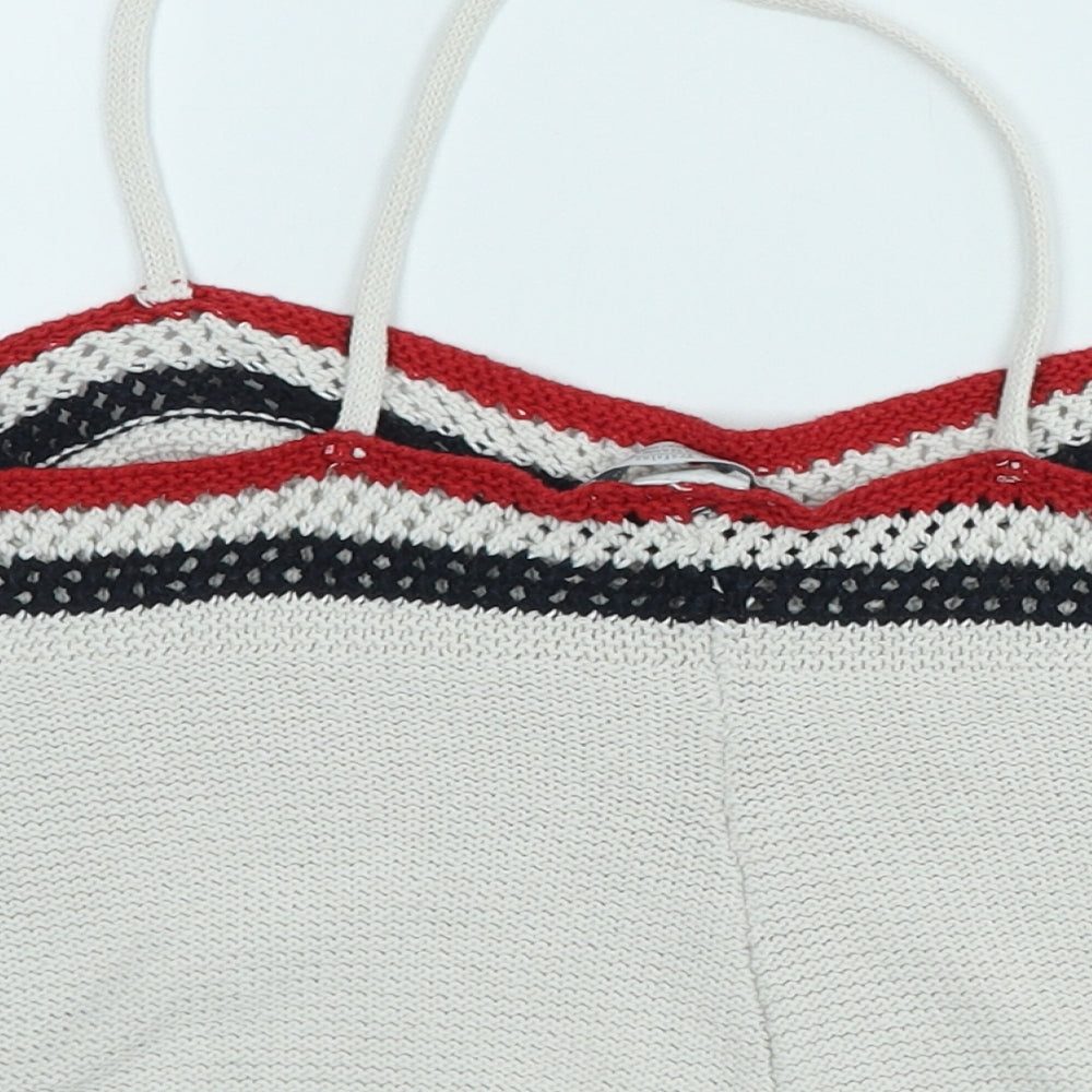 Zara Knit Womens Ivory Acrylic Cropped Tank Size 12 V-Neck