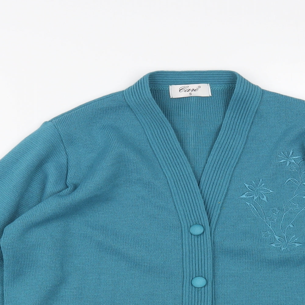 Womens UK Size S Care Blue Cardigan Jumper