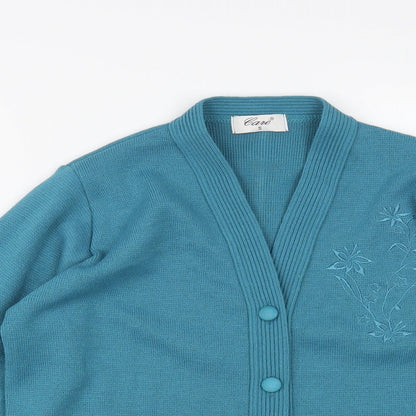 Womens UK Size S Care Blue Cardigan Jumper