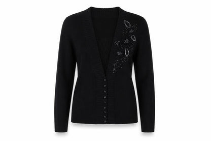 Womens UK Size 10 Damart Black Cardigan Jumper
