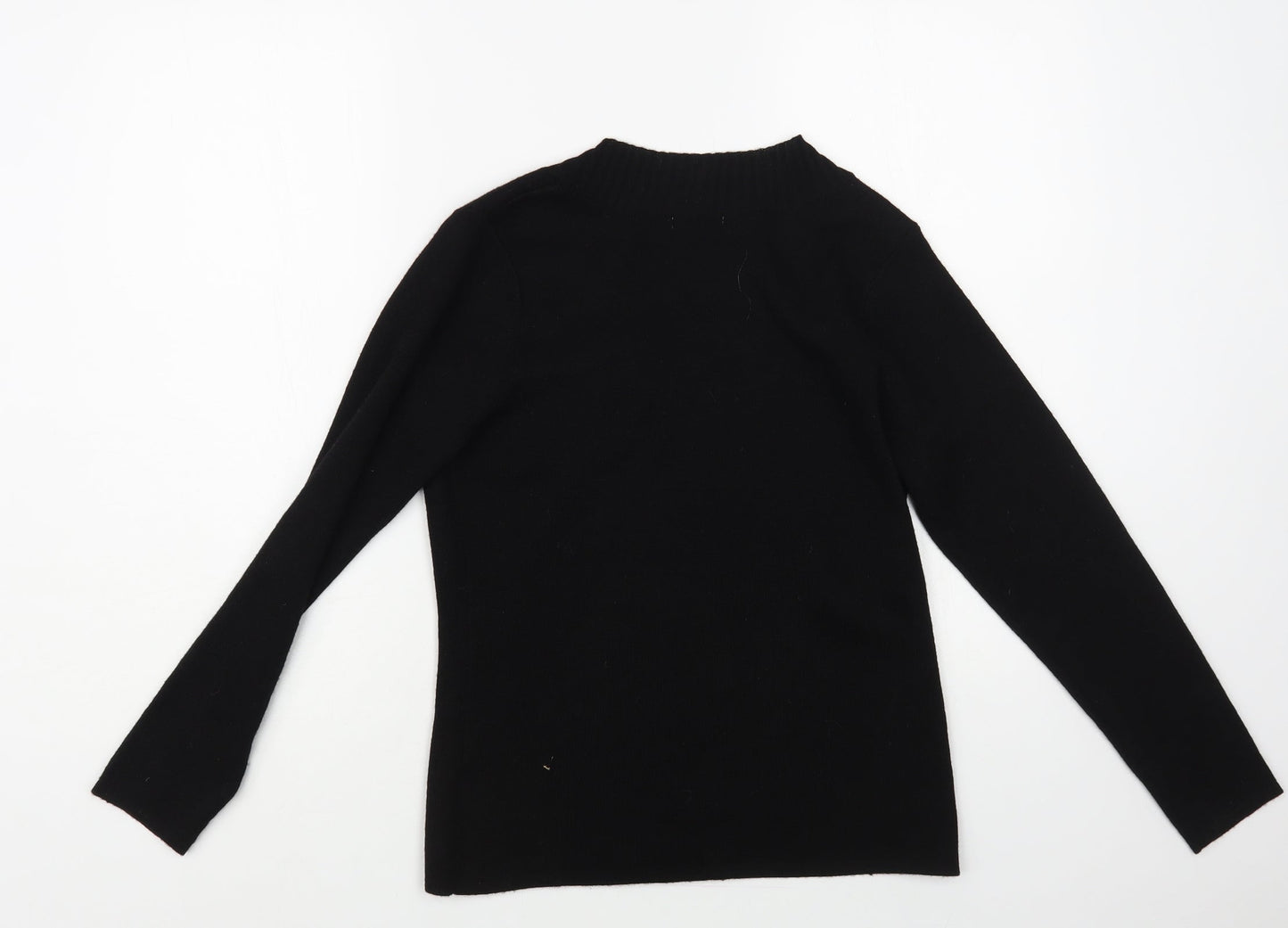 Damart Womens Black Square Neck Acrylic Cardigan Jumper Size 10