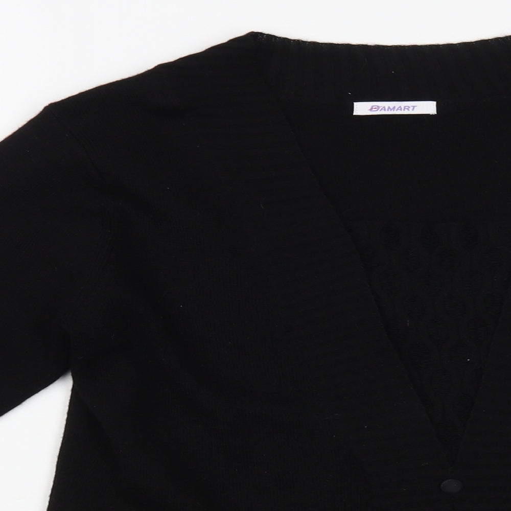Damart Womens Black Square Neck Acrylic Cardigan Jumper Size 10