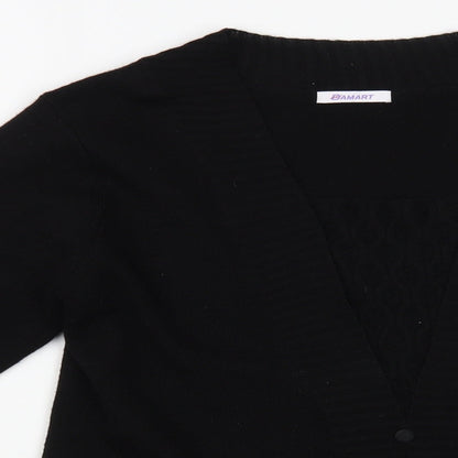 Damart Womens Black Square Neck Acrylic Cardigan Jumper Size 10