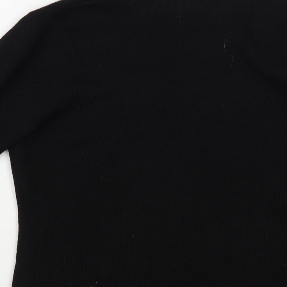 Damart Womens Black Square Neck Acrylic Cardigan Jumper Size 10