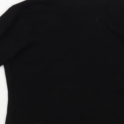 Damart Womens Black Square Neck Acrylic Cardigan Jumper Size 10