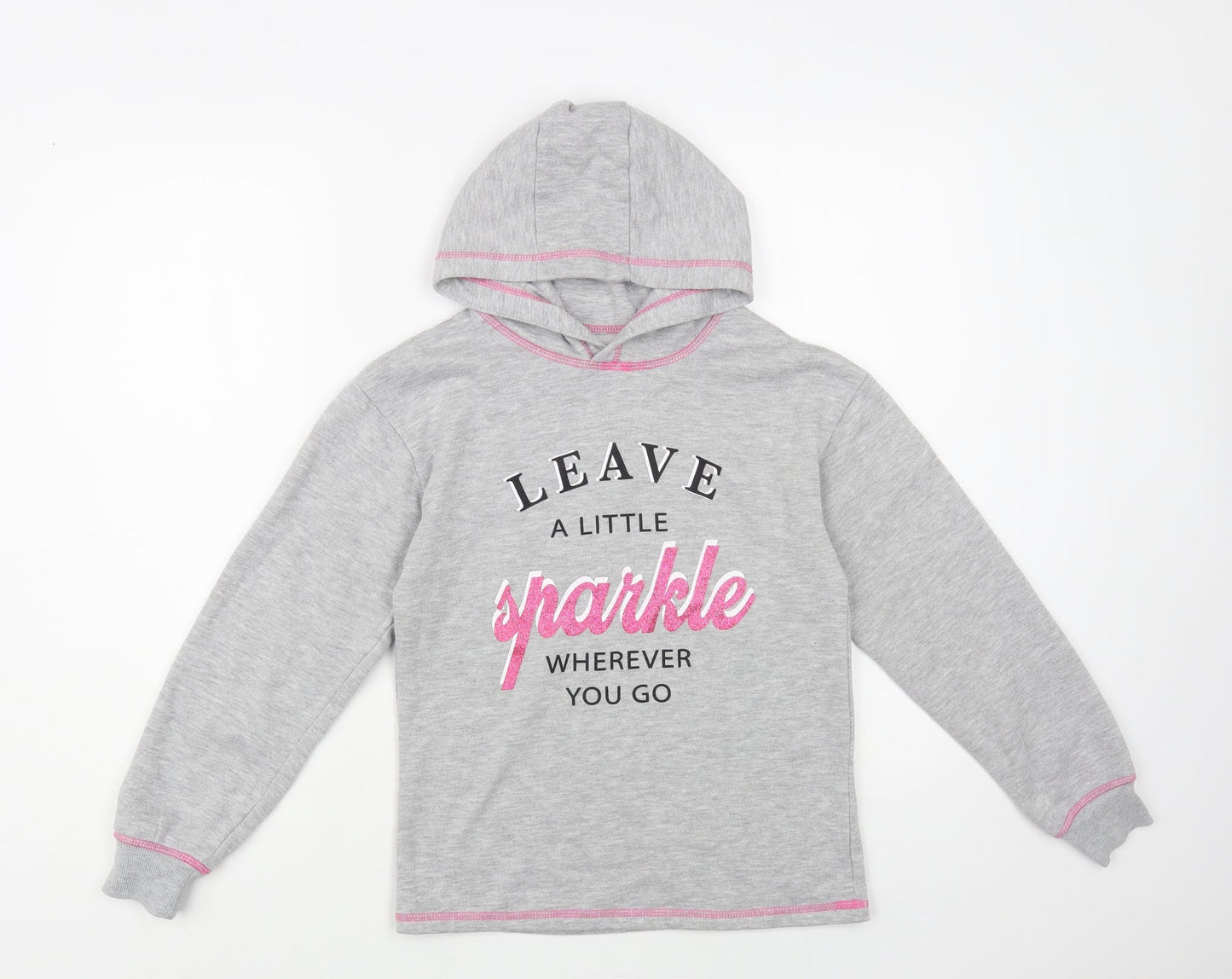 Studio Retail Girls Grey Cotton Pullover Hoodie Size 10-11 Years Pullover - Leave a little sparkle wherever you go