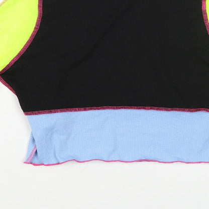 SheIn Womens Multicoloured Colourblock Polyester Cropped Blouse Size S High Neck