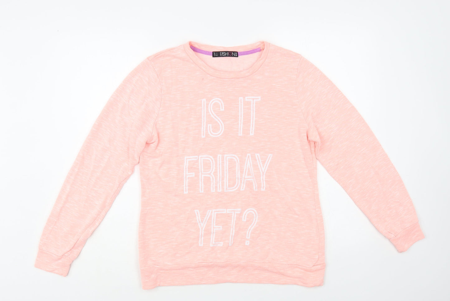 Fashion Box Womens Pink Viscose Pullover Sweatshirt Size 14 Pullover - Is it Friday Yet?