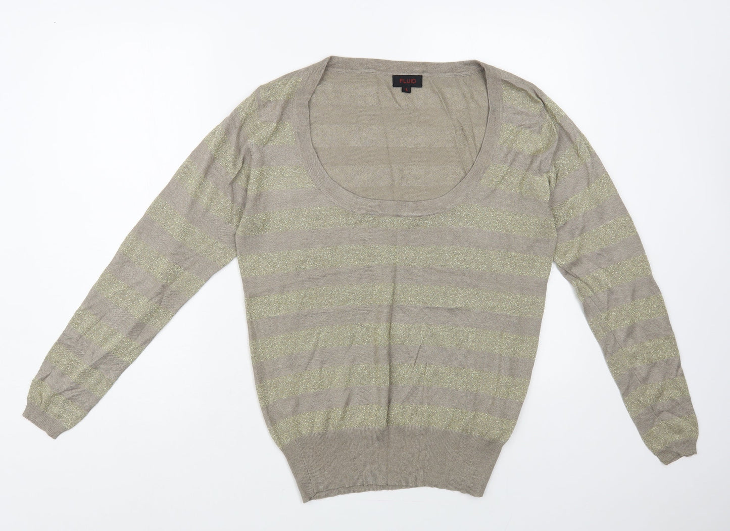 Womens UK Size L Fluid Gold Pullover Jumper