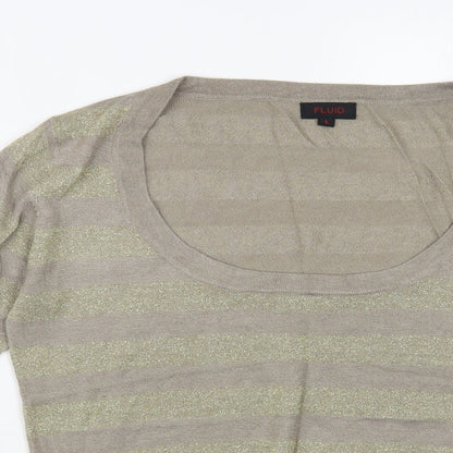 Womens UK Size L Fluid Gold Pullover Jumper