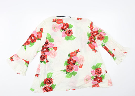 Womens UK Size 12 Dorothy Perkins White Kimono Blouse