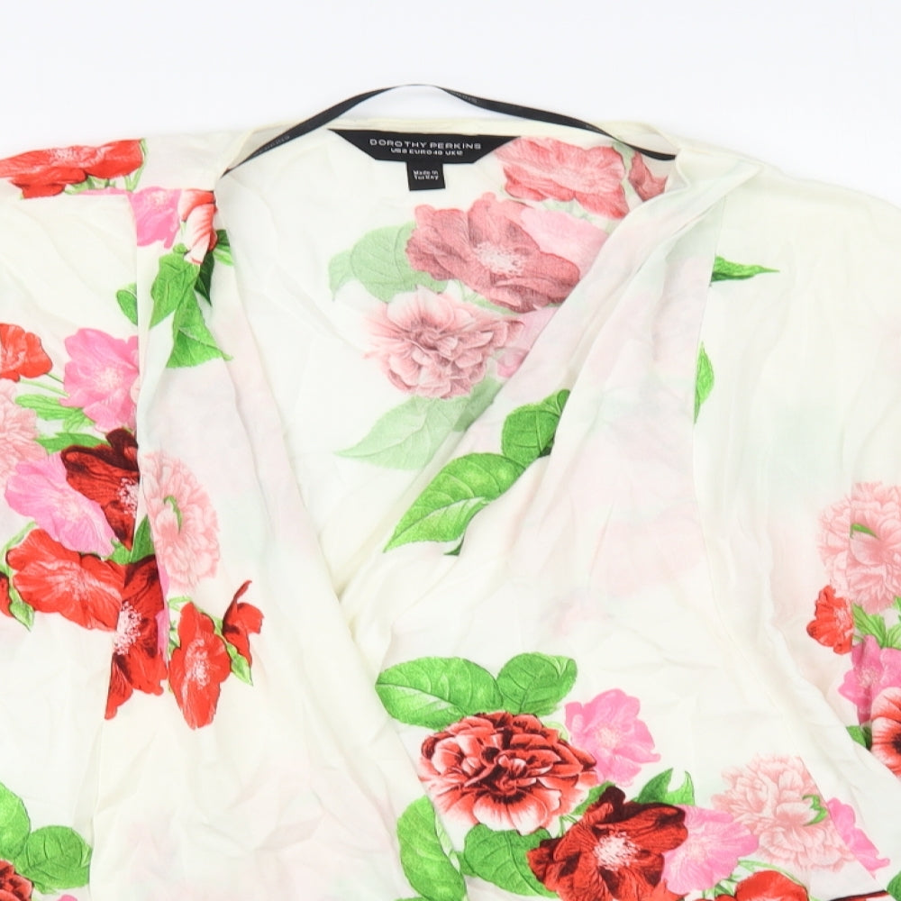 Womens UK Size 12 Dorothy Perkins White Kimono Blouse