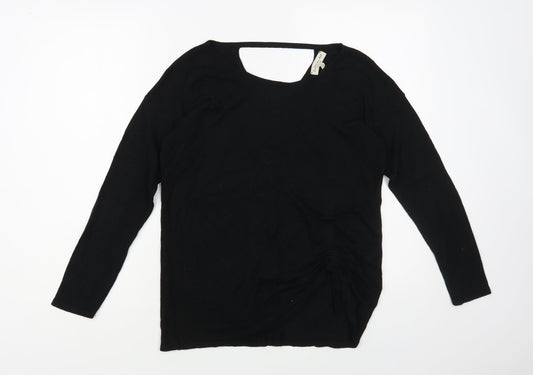 F&F Womens Black Boat Neck Viscose Pullover Jumper Size 10
