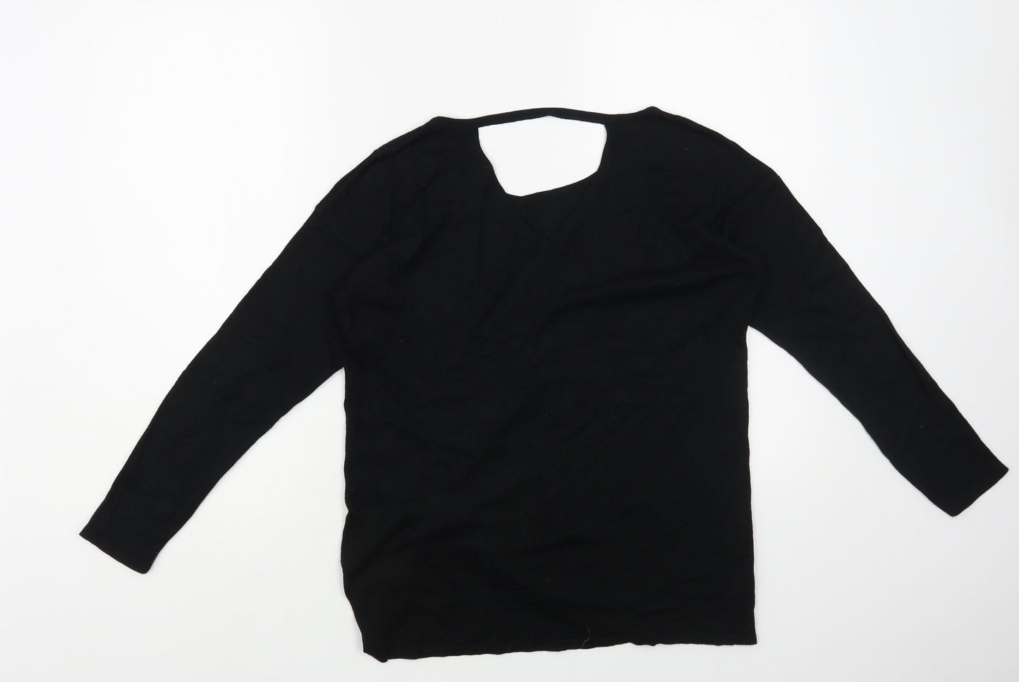F&F Womens Black Boat Neck Viscose Pullover Jumper Size 10