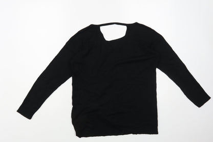 F&F Womens Black Boat Neck Viscose Pullover Jumper Size 10