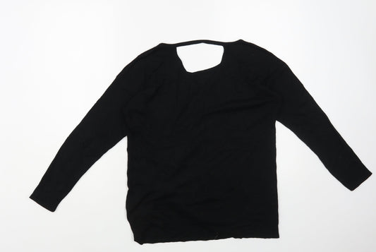 F&F Womens Black Boat Neck Viscose Pullover Jumper Size 10