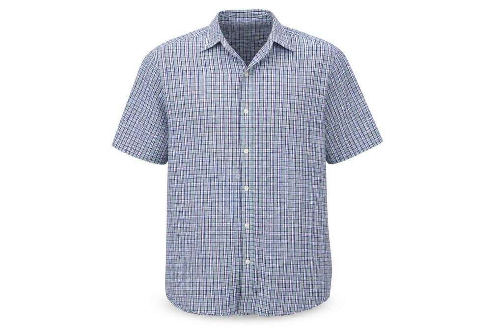 Mens UK Size M Atlantic Bay Blue  Button-Up Short Sleeve Casual Shirt