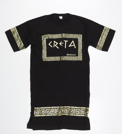 Prteworn Womens Black Cotton Tunic T-Shirt Size M Crew Neck - Greece