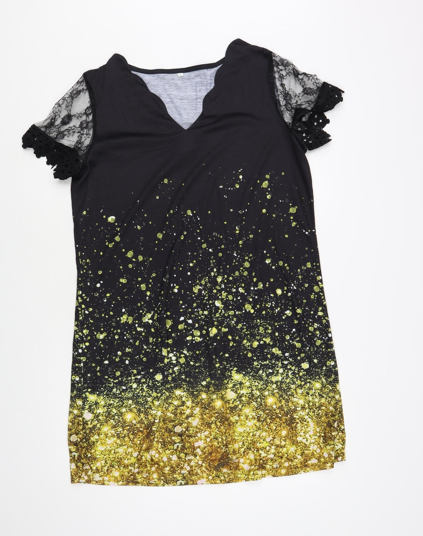 Womens UK Size L Preworn Black Tunic Blouse