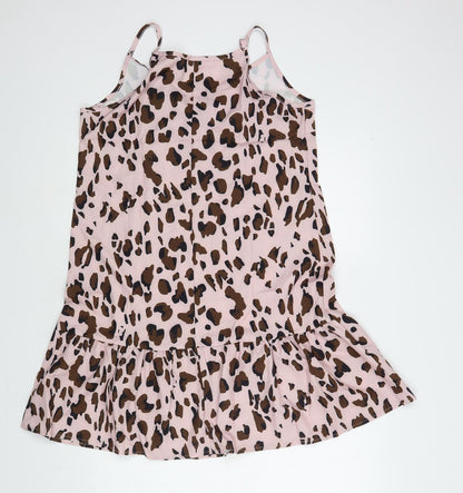Preworn Womens Pink Animal Print Polyester A-Line Size S V-Neck Pullover