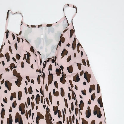 Preworn Womens Pink Animal Print Polyester A-Line Size S V-Neck Pullover