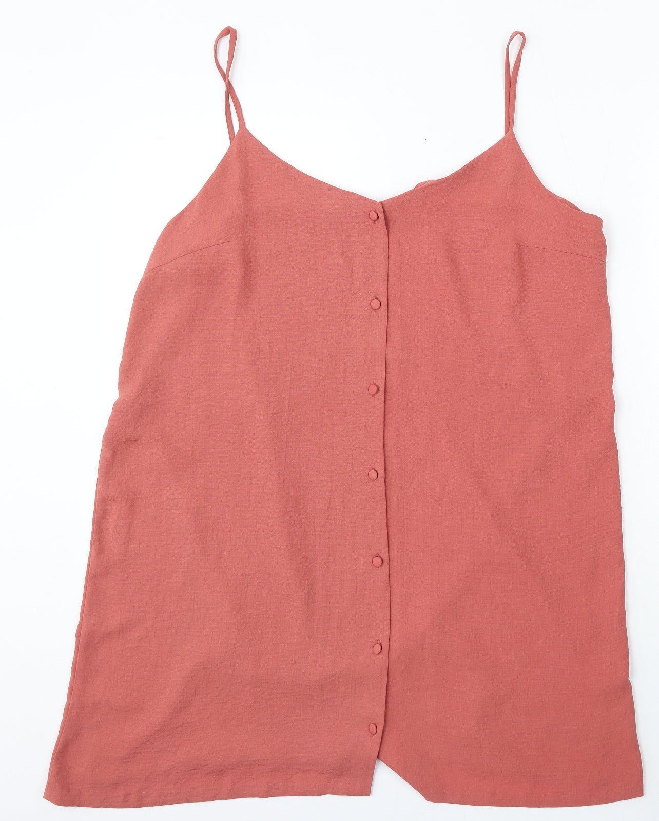 Preworn Womens Pink Polyester Basic Blouse Size L V-Neck