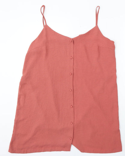 Preworn Womens Pink Polyester Basic Blouse Size L V-Neck