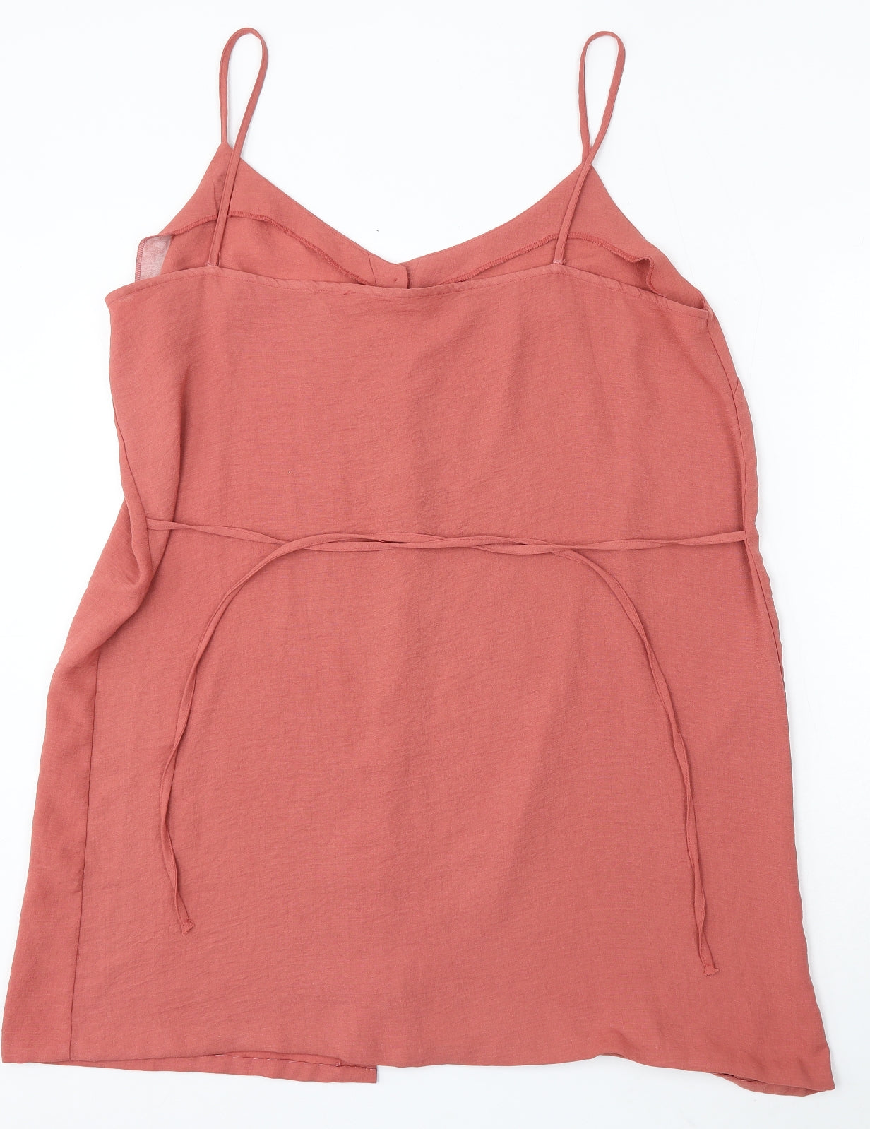 Preworn Womens Pink Polyester Basic Blouse Size L V-Neck