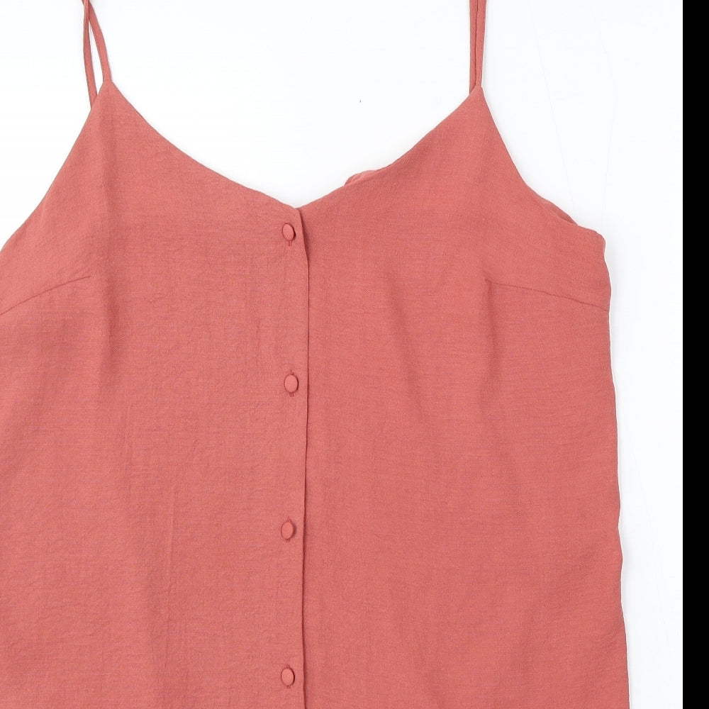 Preworn Womens Pink Polyester Basic Blouse Size L V-Neck