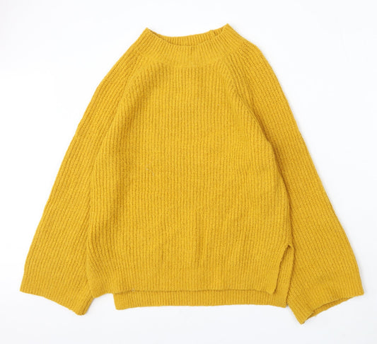 Primark Womens Yellow Mock Neck Acrylic Pullover Jumper Size 10