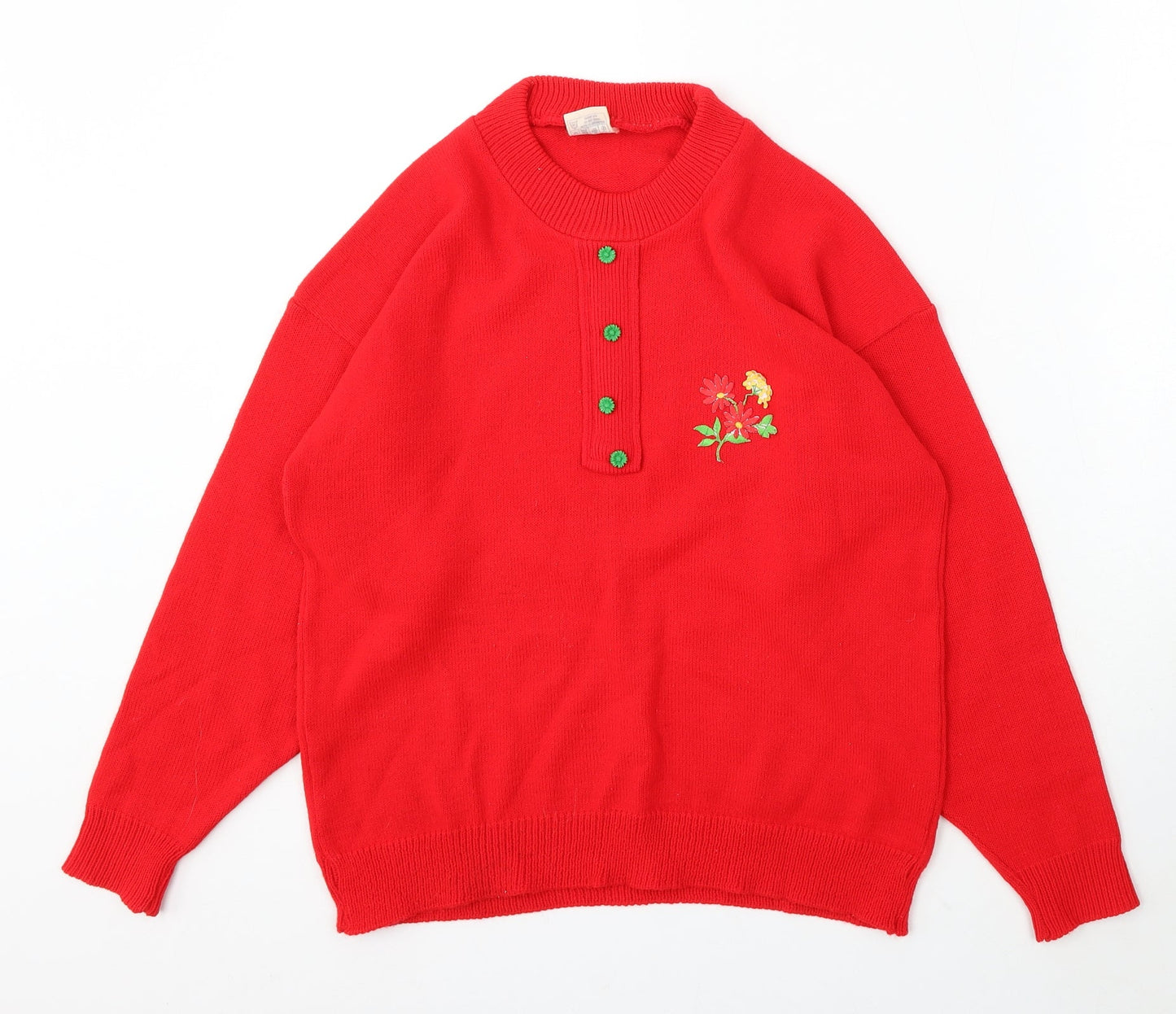 Womens UK Size M Preworn Red Cardigan Jumper
