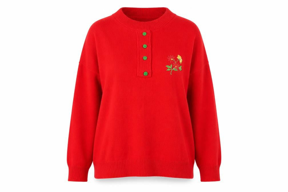 Womens UK Size M Preworn Red Cardigan Jumper