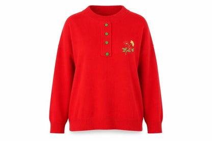 Womens UK Size M Preworn Red Cardigan Jumper