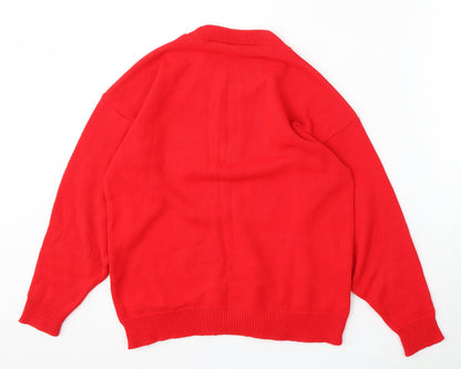 Womens UK Size M Preworn Red Cardigan Jumper