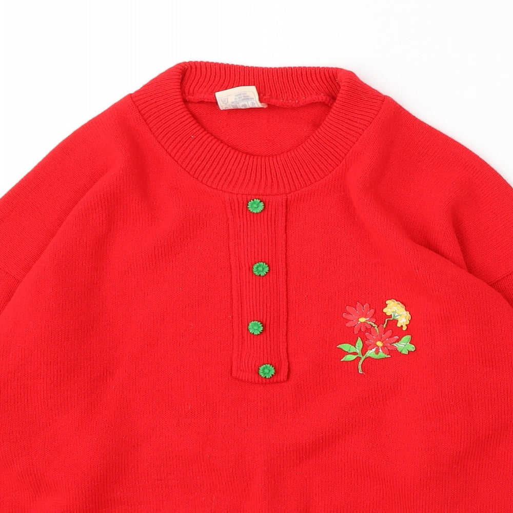 Womens UK Size M Preworn Red Cardigan Jumper