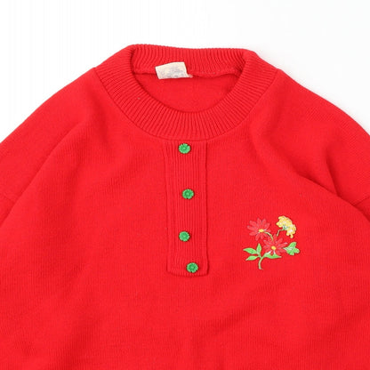 Womens UK Size M Preworn Red Cardigan Jumper