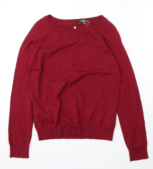Limited Womens Red Round Neck Cotton Pullover Jumper Size 10
