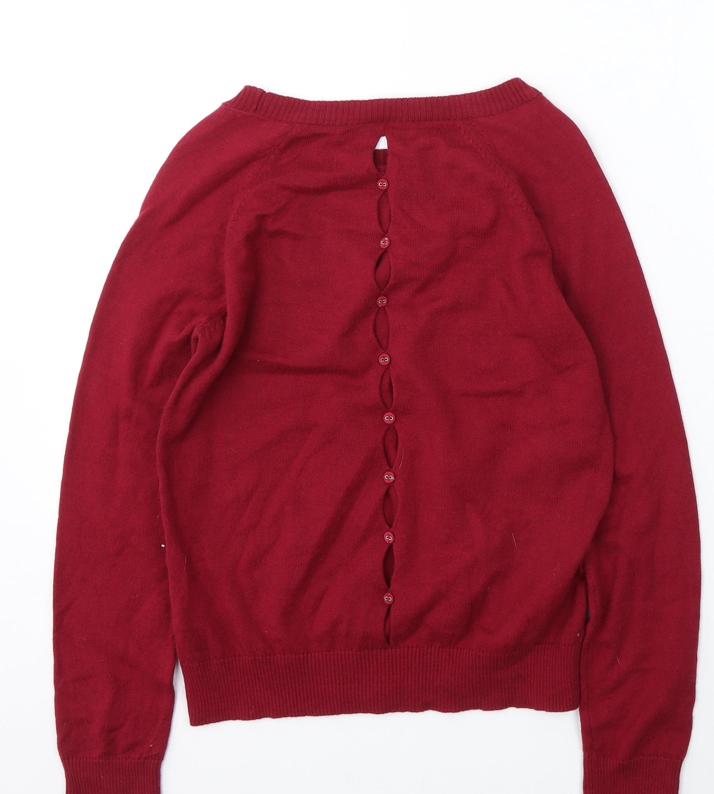 Limited Womens Red Round Neck Cotton Pullover Jumper Size 10