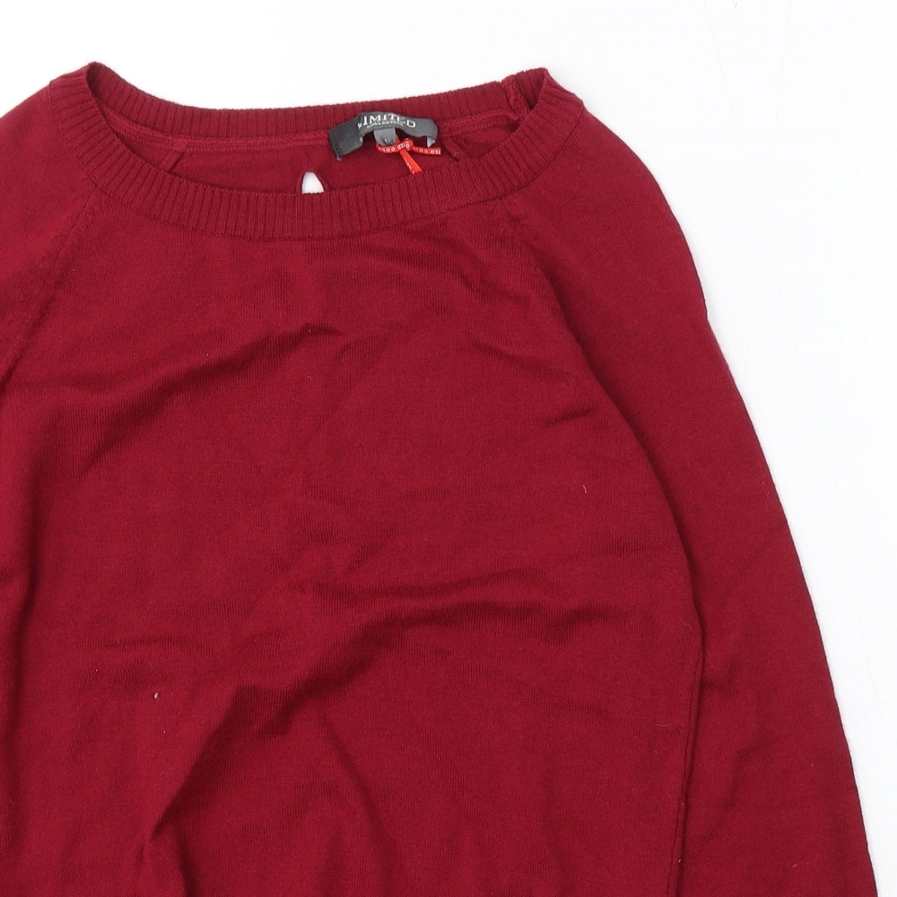Limited Womens Red Round Neck Cotton Pullover Jumper Size 10