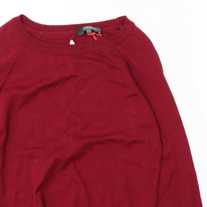 Limited Womens Red Round Neck Cotton Pullover Jumper Size 10