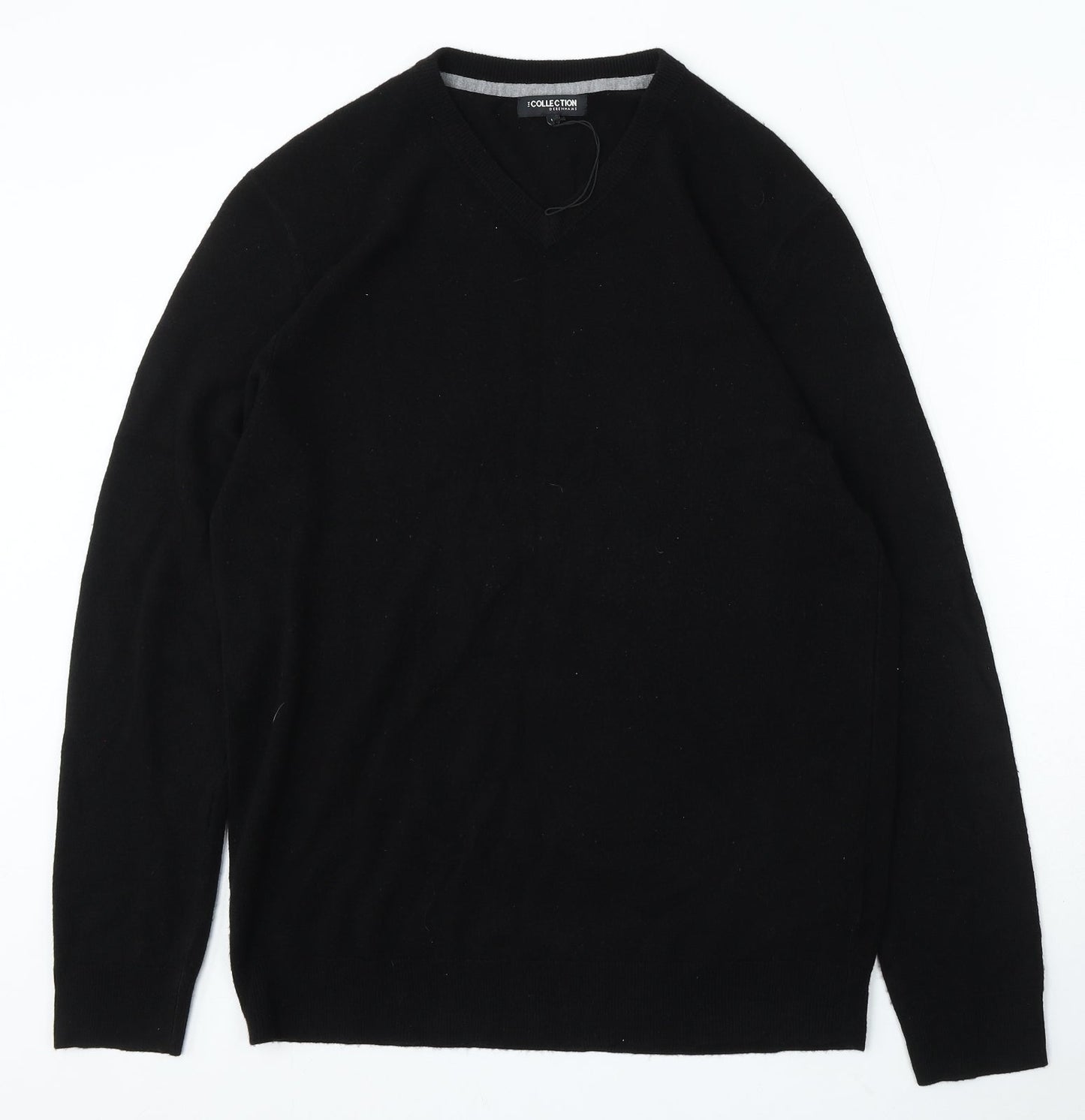 The Collection Mens Black V-Neck Acrylic Pullover Jumper Size L