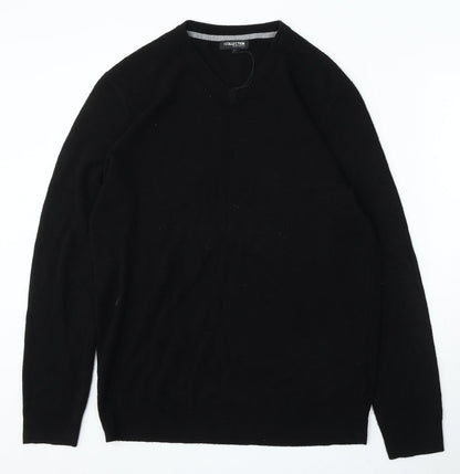 The Collection Mens Black V-Neck Acrylic Pullover Jumper Size L